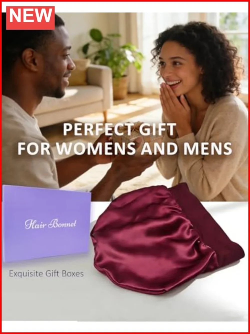 Mulberry Silk Bonnet with Adjustable Strap for Curly Hair Protection